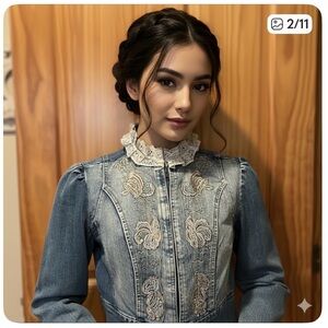 Beautiful Jeanology Embellished Cropped Jean Jacket